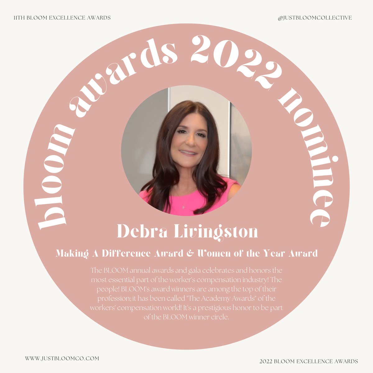 reemployability's tweet photo. Congratulations to ReEmployAbility CEO & Founder @DebraLvngstn on her BLOOM Awards 2022 Nominations! Voting ends October 31st, so click the link for a free subscription to BLOOM Magazine and to place your votes: https://t.co/Lant7avKBt https://t.co/Z1n2nDd327
