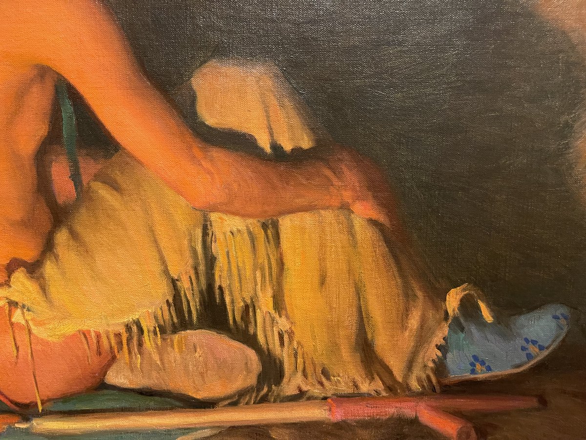 ncwhm's tweet photo. Morning! This is Joseph Henry Sharp's "Hunting Son - Firelight" from 1930. Taos Pueblo Indian John Gomez (Hunting Son) was a favorite model of Sharp's. He is wearing Plains clothing and was the son of Sharp's first model, Soaring Eagle. #HashtagTheCowboy https://t.co/pyI6iZKBGQ