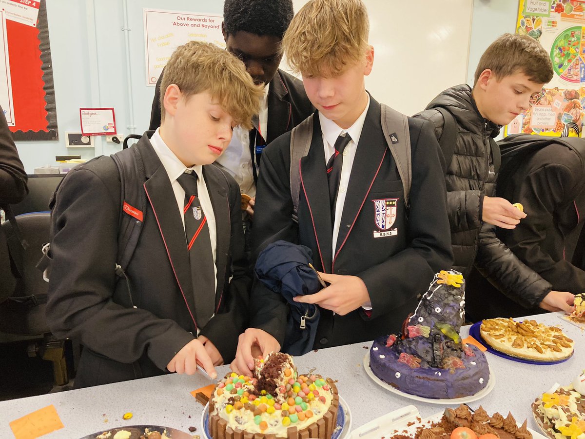 RBHSHouses's tweet photo. Staff and students loved the cake tasting today. The entries were unbelievable. Winners announced next week. Thank you to all those who took part 🤭🔴🟢🟡🔵 https://t.co/zTeVrE55T8