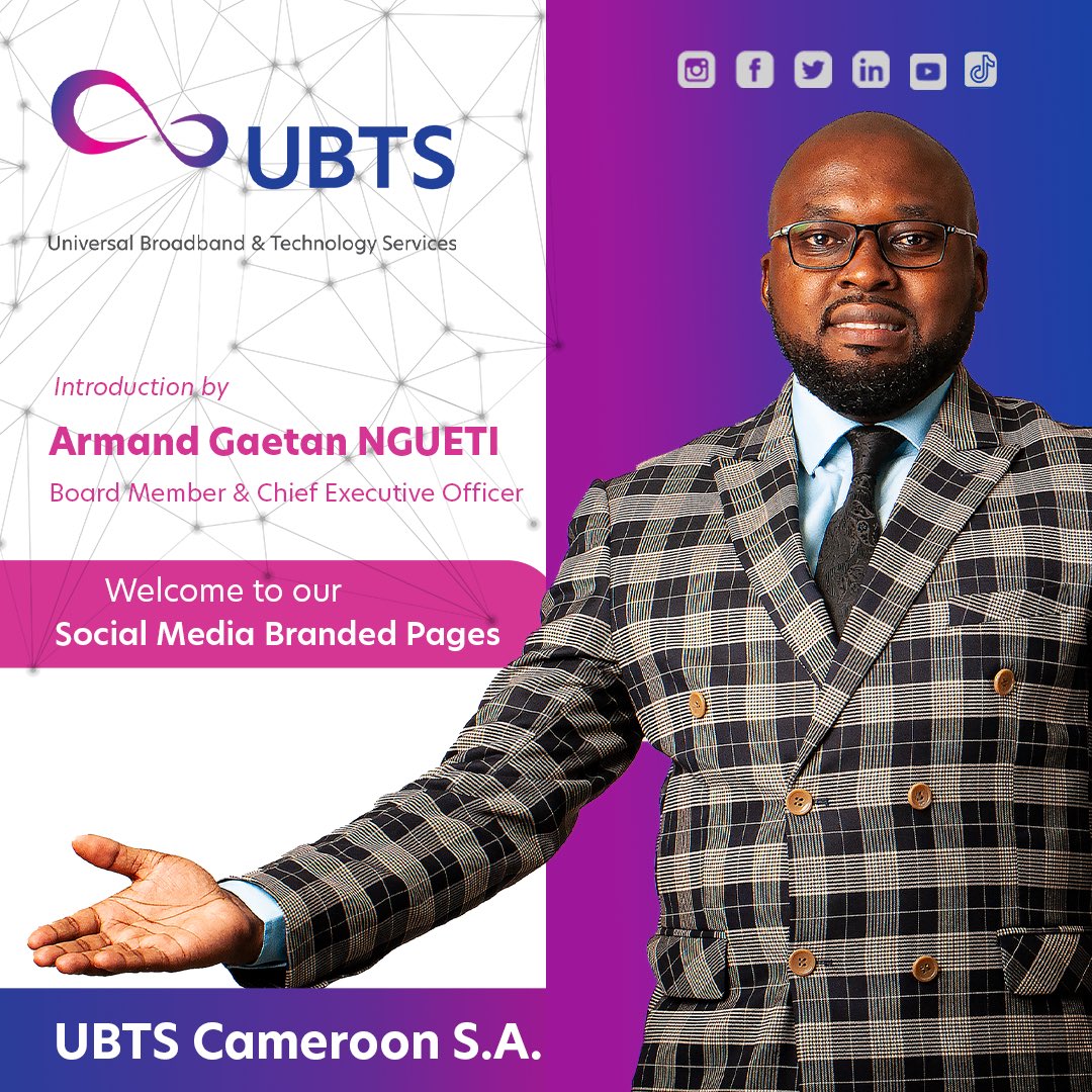 ubtscameroonsa's tweet photo. Catch up with @NGUETI introducing UBTS Cameroon S.A. to the social media world. 

Transform people’s live through the transformation power of #technology is our mission in #Cameroon 🇨🇲.

Stay connected for more. 

 #technology #ceo #socialmedia #people #power #transformation https://t.co/YL4nxl10Hd
