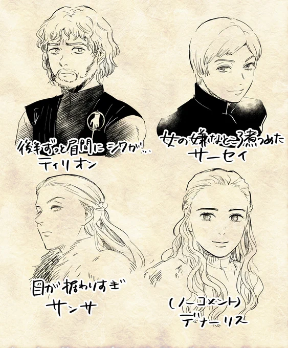 自分の漫画の絵柄で落書きしてみたゲームオブスローンズ#GameOfThrones 