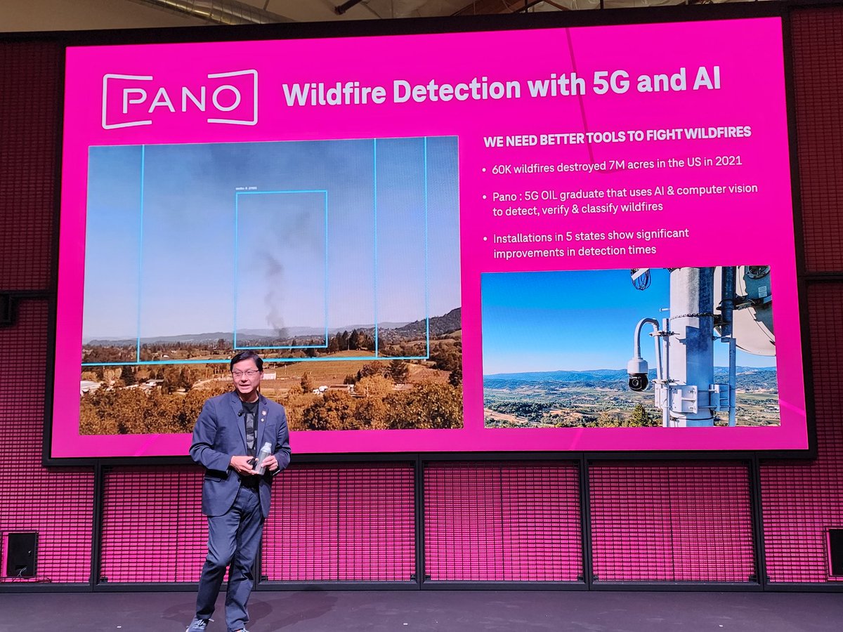 anshelsag's tweet photo. .@JohnSaw talks about the use of #5G and #AI like @Pano_AI to detect, classify and verify wildfires, something desperately needed in the west. #TFBAnalystSummit https://t.co/a5bqvPTckU
