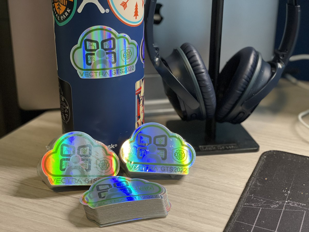 jncox's tweet photo. Stickers arrived just in time for next weeks @Vectra_AI Enablement and Planning Kickoff / Global Tech Summit (GTS). #VectraGTS #VectraGTS2022 https://t.co/D6f9e34fga