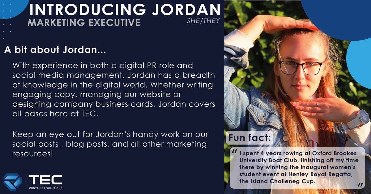 TECContainers's tweet photo. Introducing Jordan Simper, Marketing Executive at TEC –

Keep an eye out for Jordan’s handy work on of our marketing efforts! https://t.co/PDyM6S4LR4