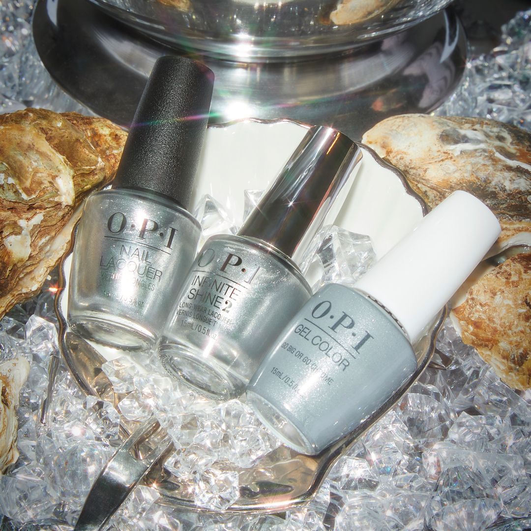 Put the pedal to the metal on all your nail looks. Try #GoBigOrGoChrome, a metallic silver, in #OPINailLacquer, #OPIInfiniteShine, and #OPIGelColor systems.