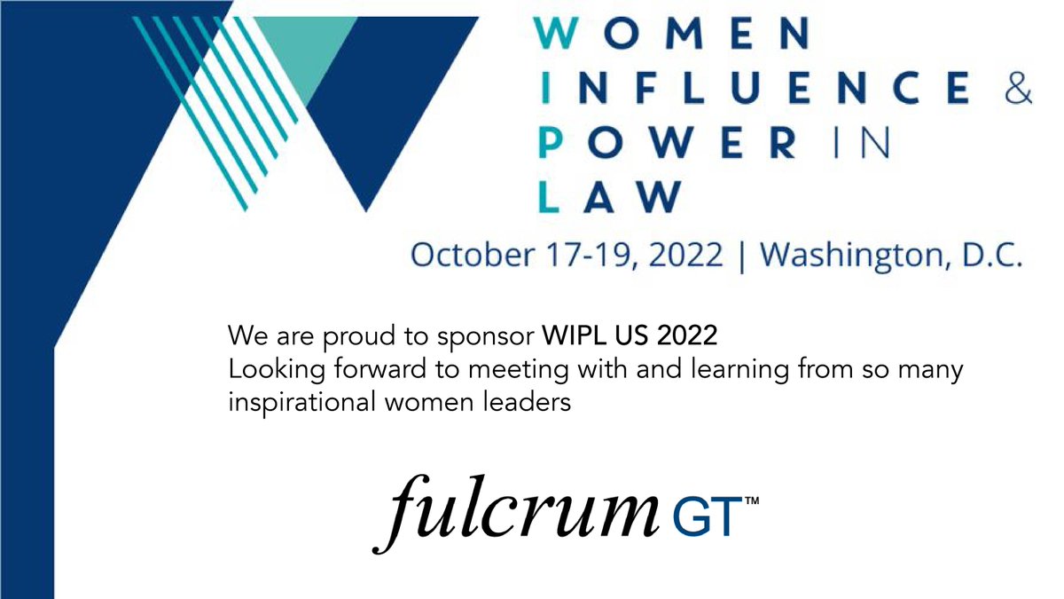 Fulcrum will be sponsoring Women Influence &amp; Power in Law next week in Washington, D.C. It's an event which gathers such a strong community of change makers and inspiring ideas. See you all at the event. 

#womeninlaw #networking #WIPL2022 #WomenInfluenceandPowerInLaw