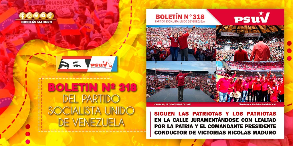 La gran maquinaria del PSUV está preparada, con conciencia histórica y fuerza revolucionaria, para salir victoriosa siempre. Échenle un ojo al Boletín N° 318 del <a href="/PartidoPSUV/">PSUV</a>. ¡Compártanlo! ==> bit.ly/3RPVVMO