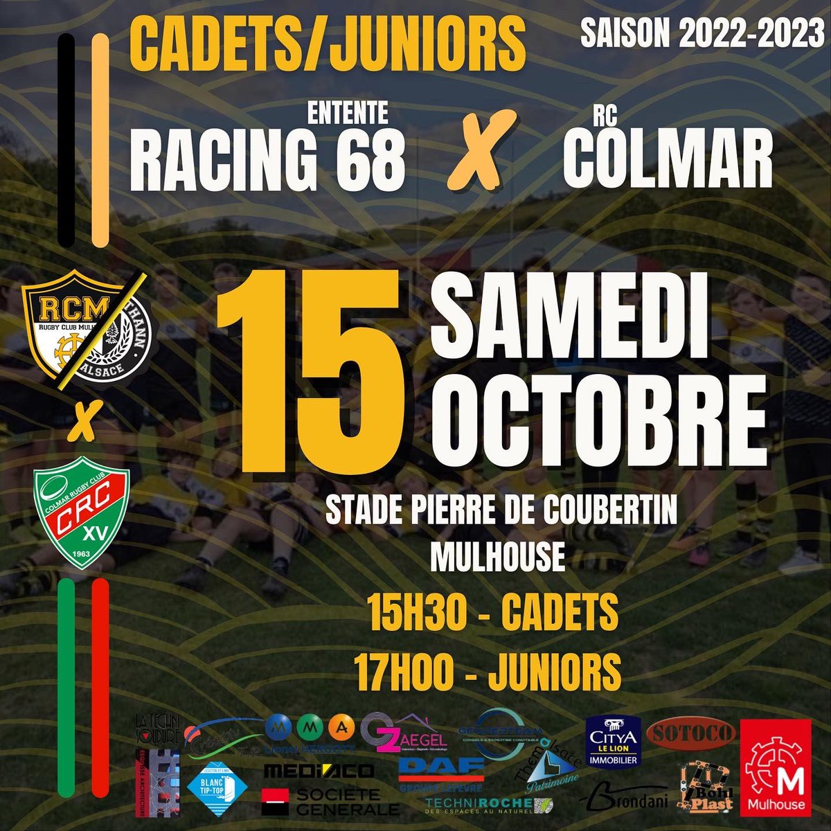 RcmSeo's tweet photo. PROGRAMME DU WEEK-END !! 

Week-end chargé en perspective pour nos jaunes et noirs ! 

- on commence samedi matin par le tournoi de St-Louis pour nos M14
- samedi après-midi : réception de Colmar pour nos cadets et juniors https://t.co/d03gnOmex2