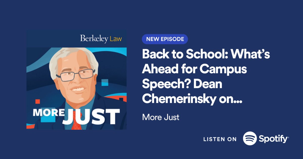 MoreJustPod's tweet photo. Dean Chemerinsky has been defending free speech—as a scholar, educator, and administrator—for decades. Recently, he joined @UCIrvine chancellor Howard Gillman &amp; @ucfreespeechctr ED Michelle Deutchman for an episode of the center’s 🎙️#SpeechMatters podcast. https://t.co/xZhXF6IgxB https://t.co/6NutmGRLWA