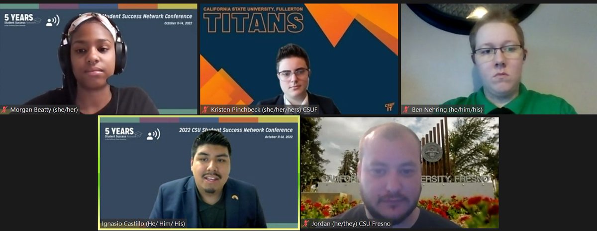 CSU_SuccessNet's tweet image. Day three has officially begun! We begin with a plenary of student leaders from campuses throughout the #CSU discussing ways to advocate for LGBTQIA2S+ student equity. #CSUStudentSuccess2022