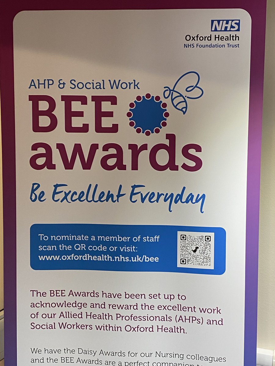 Today we presented our first BEE award ⁦@OxfordHealthNHS⁩ to recognise excellence amongst our AHPs & social workers. Be bold, be brave & make waves!