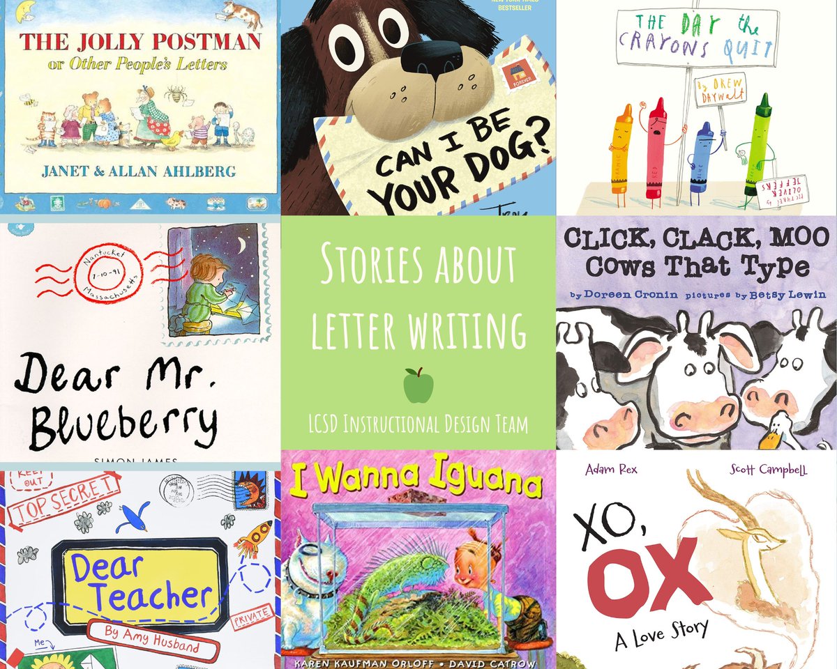 i_lcsd's tweet photo. If you are exploring letter writing  this year, you may choose to use one of these great stories with your students!  Many examples of friendly letters (with some persuasive writing in the mix)! All titles can be found in our @LloydCatholic libraries. #LCSDReads https://t.co/5CncYTdc4m