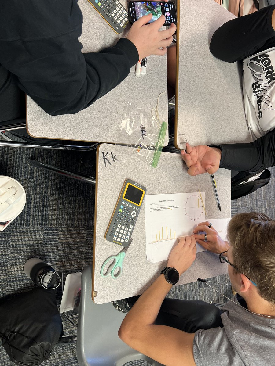 IDSLeighZ's tweet photo. Mrs. Smith’s Pre-calc students #collaborated using spaghetti noodles to discover what the graph of the sine function would look like. Mathematical 🗣and❓were through the roof! @York1YCH @York1Schools https://t.co/37M9YPaGuo