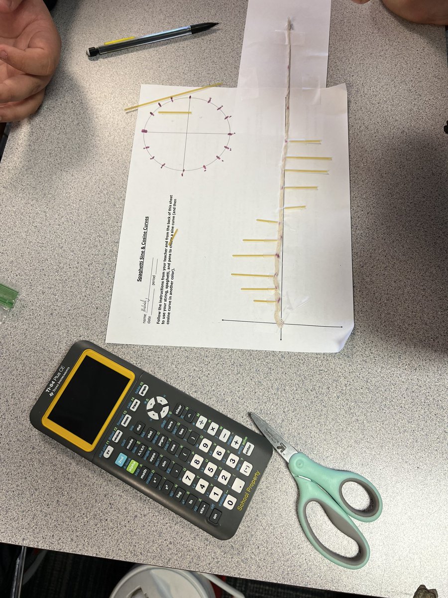 IDSLeighZ's tweet photo. Mrs. Smith’s Pre-calc students #collaborated using spaghetti noodles to discover what the graph of the sine function would look like. Mathematical 🗣and❓were through the roof! @York1YCH @York1Schools https://t.co/37M9YPaGuo