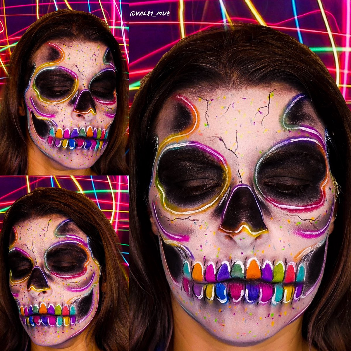 val81_mue's tweet photo. #day14 of #31daysofhalloween
#neonskull #makeup
@lagirlusa mixing pigment white
@suvabeauty Estetica hydra fx pallet
@bowitzkis retro liner
@Msgisselle1 paint pallet & paint pallet pro
#halloween #skulls #chasingmydreams
#makeupartist #colorful #makeupmafia https://t.co/y4YP3vs2KB