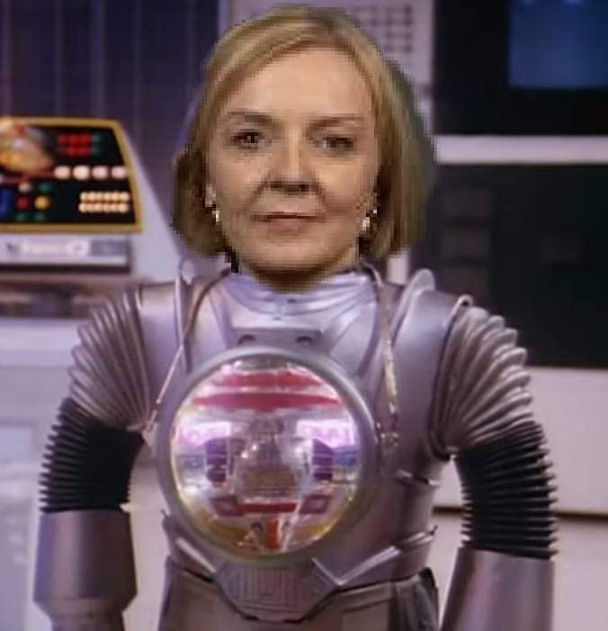 SiFPoole's tweet photo. Liz Truss in the 25th Century. #buckrogers #twiki #robot #GeneralElectionNow #ToriesOut #TrussOut #trussmustgo #liztruss @trussliz @Conservatives https://t.co/zaZBYz9ADl