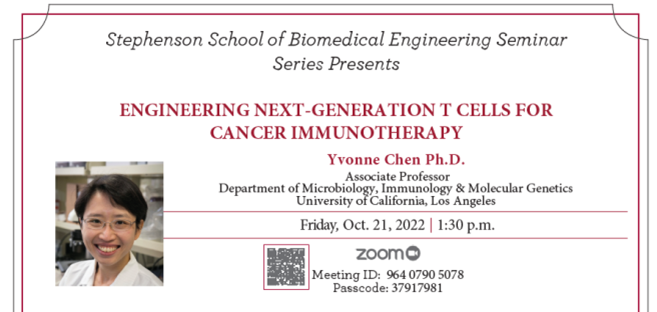 Join us for Dr. Chen's seminar series presentation next Friday, October 21st at 1:30pm via Zoom!