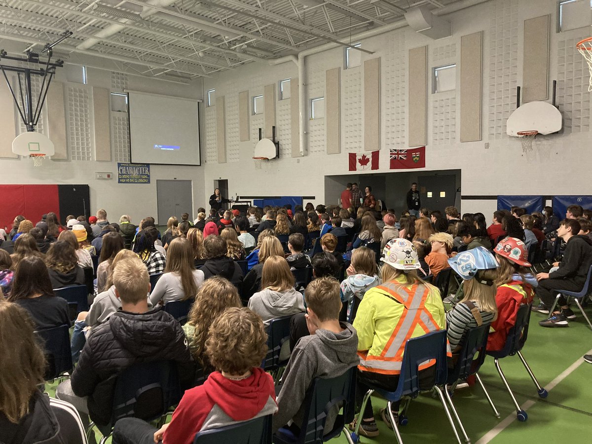 Students learning that pathways through education, careers and life are not always a straight line! Thanks to Jamie McMillan for her excellent presentation and strong advocacy for the skilled trades!! <a href="/pineriveres/">pine river</a> <a href="/AngusMorrisonES/">Angus Morrison ES</a> <a href="/SCDSBProgram/">SCDSB Student Achievement</a> #skilledtrades #OYAP