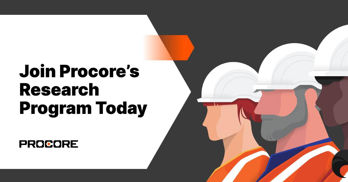 Sign up to join Procore’s Research Program to participate in product and development research. With your valuable feedback, Procore can continue to build products that best fit your needs and improve the lives of everyone in construction.  ow.ly/4Ipl1047KyW