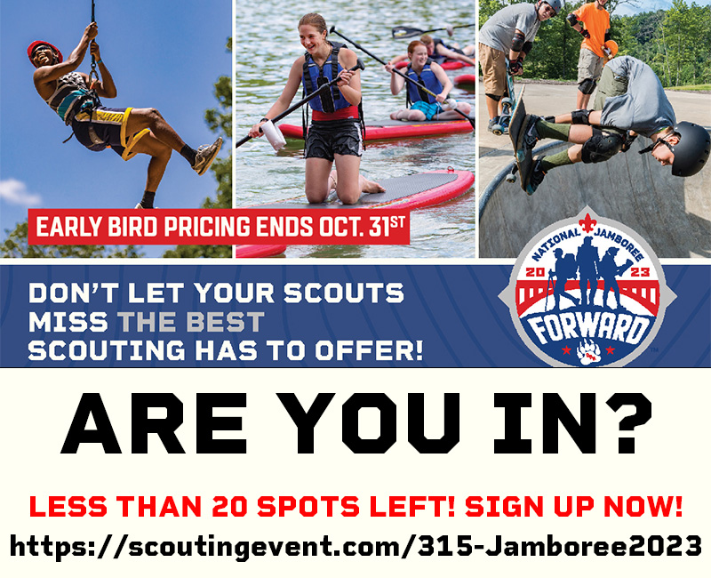 Hey Scouts and Scouters, National Jamboree 2023 is coming on fast! Sign up today to secure your spot. Early bird registration ends October 31st, so ARE YOU IN? Go to scoutingevent.com/315-Jamboree20…  for more information! #NatJamboree23 #montanacouncil #BSA