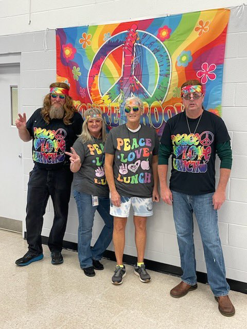 Thanks to our groovy cafeteria crew for making school lunch so cool! We appreciate you! ☮️✌🏼#NationalSchoolLunchWeek #BerkCoSchoolsWV #BCSProud <a href="/BCSFoodNFit/">BCSFoodNFit</a>