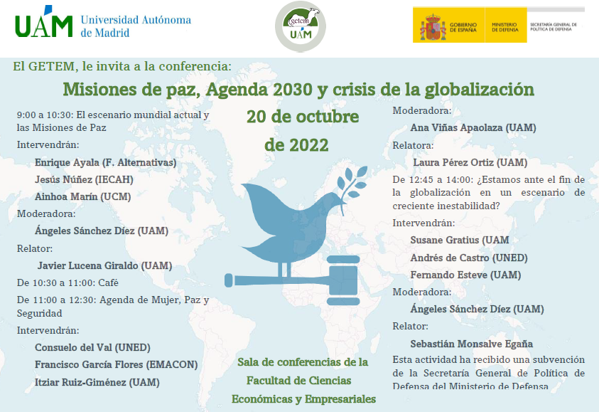 laura_portiz's tweet photo. Os esperamos el próximo 🗓️jueves 20 de octubre en la 📍sala de conferencias de la @UAM_Economicas para hablar sobre las #misionesdepaz la #Agenda2030 y la #crisisglobalización
Empezaremos a las 🕘9:00h. Va a ser muy interesante, no os lo perdáis 👇 https://t.co/g5VYtdTmRM