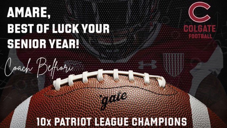 Thank you <a href="/ColgateFB/">Colgate Football</a> <a href="/CoachBelfiori/">JORDAN BELFIORI</a> Good Luck Vs Army This Weekend <a href="/DVCardinalsFB/">Del Valle Football</a>