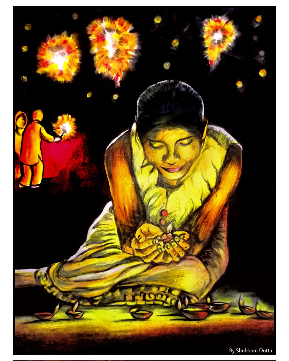 ArtDutta's tweet photo. Diwali celebrating! work on oil pastel...
Simple work ....Diwali wish
#diwalimessage #diwalicelebration #diwali #diwalidrawing #diwalihampers #diwalidecor #ShubhomDuttaArtTutorial #ShubhomDutta https://t.co/SzvYC67PZV