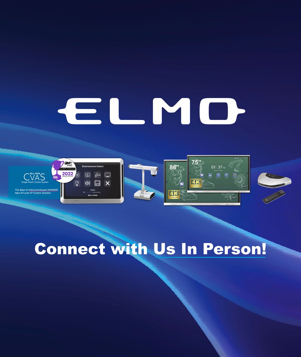 ELMO_USA's tweet image. ELMO Team is on Tour! We are so excited to speak with you more about our Pro AV devices! See you at @ACOTevent, @AVXpo and @MassCUE! 
 
#ELMO #ACOT #AVC #MassCue #technology #proav #avtweeps