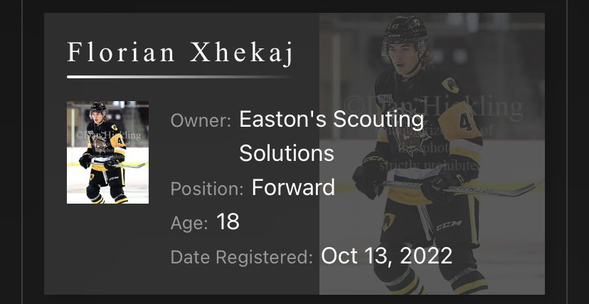 UFHLScouting's tweet photo. 🔔@DobberHockey OPEN MARKET ADD🔔

@EastonsScouting registered 18 yr old Florian Xhekaj (F), Hamilton Bulldogs, OHL for 2000 SCO

There are now 4,907 hockey players registered on the @UFFSports platform: https://t.co/GjXMPhFjxP

#FantasyHockey #FantasyScouting #HockeyTwitter https://t.co/xYJFLNnRBy