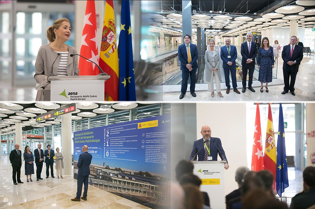 GrupoINK's tweet photo. El Aeropuerto de Madrid-Barajas crece con una terminal de autobuses. @aena @mitmagob #eventos #inauguraciones #madrid #aeropuertodemadrid https://t.co/XlQZDUDgWZ
