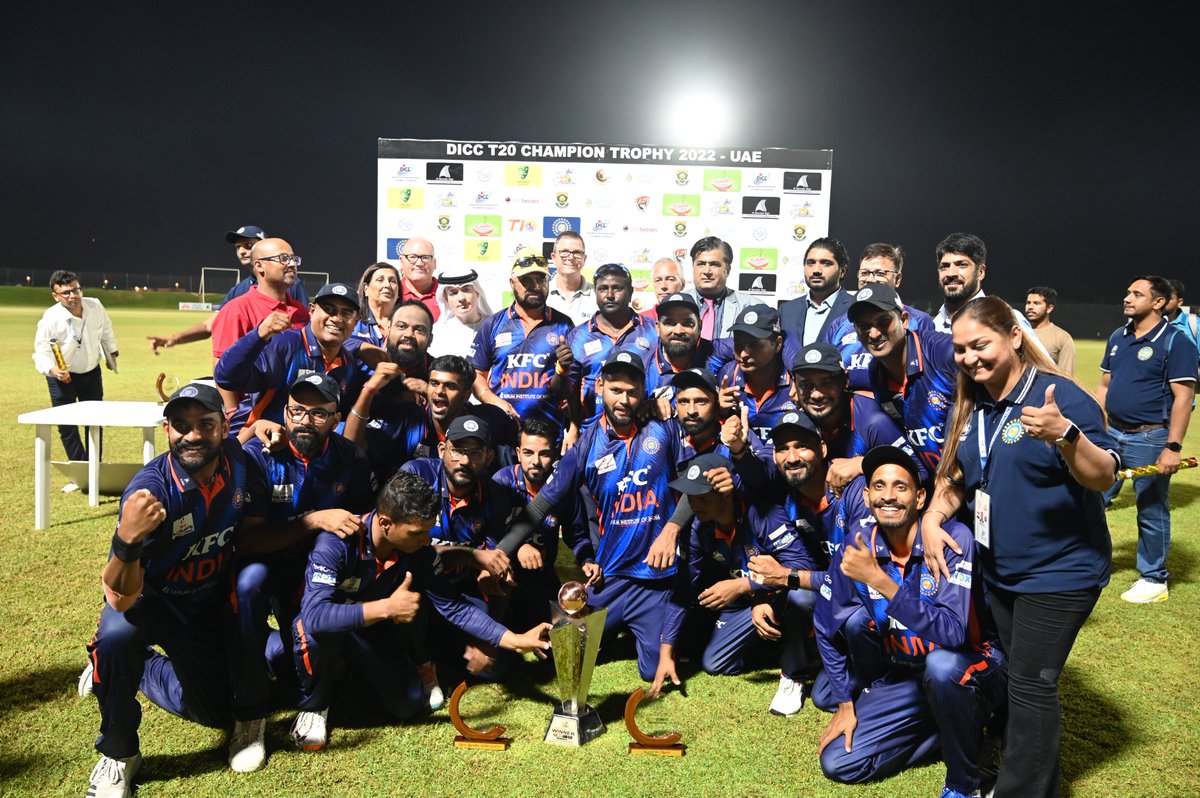 aifddeaf's tweet photo. Congrats to India Deaf Cricket Team to bring trophy home. DICC T20 Champions Trophy 2022 at UAE @rashtrapatibhvn @VPSecretariat  @narendramodi @AmitShah @AmitShahOffice @IndiaSports @BCCI @SGanguly99 @JayShah @dcciofficial @indian_deaf @DICCdeafcricket @ICC @CricketNDTV https://t.co/tcR0MjjRe3