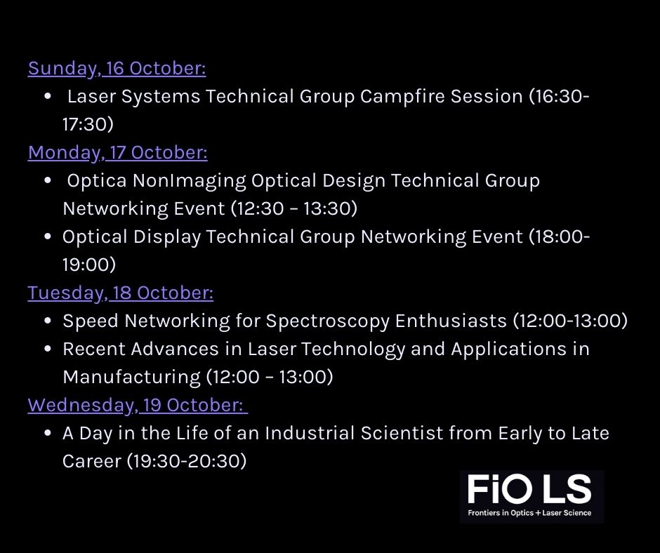 Check out our Technical Group events at FiO! More information can be found in the tweets below.
