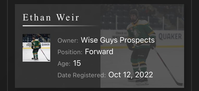 UFHLScouting's tweet photo. 🔔@DobberHockey OPEN MARKET ADD🔔

@WiseGuysProspe1 registered 15 yr old Ethan Weir (F), London Jr. Knights U16 AAA, ALLIANCE U16 for 2000 SCO

There are now 4,908 hockey players registered on the @UFFSports platform: https://t.co/GjXMPhnajH

#FantasyHockey #FantasyScouting https://t.co/oMi0p4d4WX