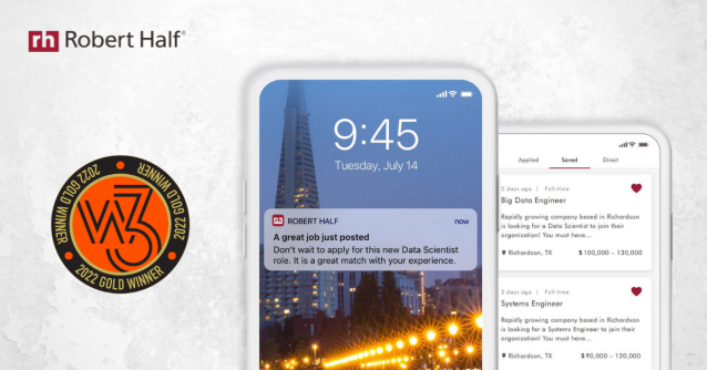 Soowan's tweet photo. Our award-winning mobile app has just claimed 4 more awards! Make finding work less work. Download the Robert Half app today. https://t.co/EKk6w2Fa3Q https://t.co/fhnAopK8FB