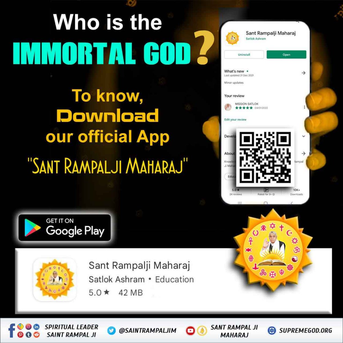 sktomardas's tweet photo. All holy scripturesprove prove that #KabirIsGod. He is the father of all souls. He is the creator of the Universe.
Must visit Sant Rampal Ji Maharaj YouTube channel to get true knowledge of Supreme God Kabir dev ji.
Watch Sadhna TV@7.30pm
Watch Shraddha TV@2.00pm
#FindLight https://t.co/956AdUsPLt