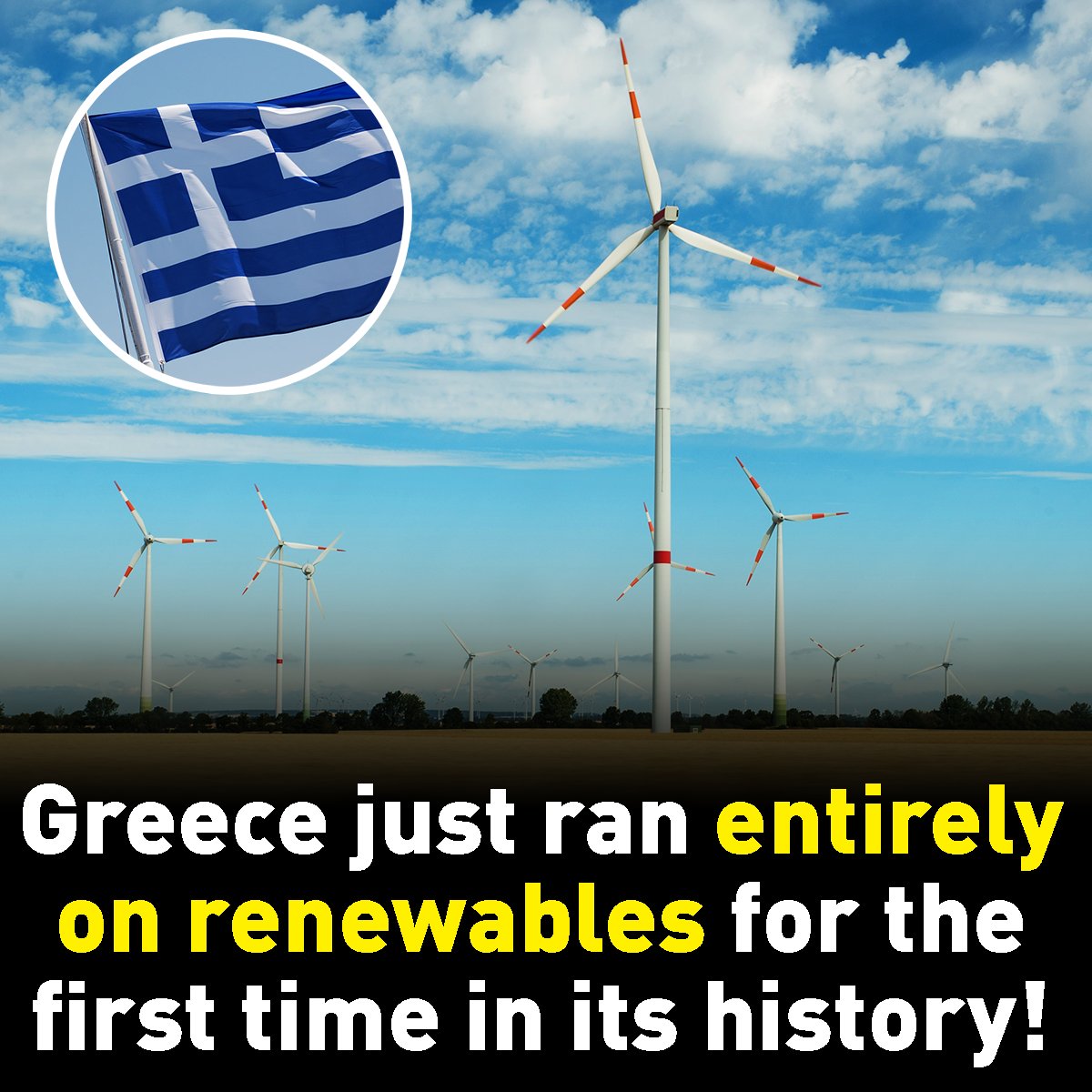 GreenpeaceUK's tweet photo. 🎉 GOOD NEWS: Greece used solely renewable energy for five hours last Friday - a significant milestone in the journey away from fossil fuels 💪👏 https://t.co/tPaPMV1WAf