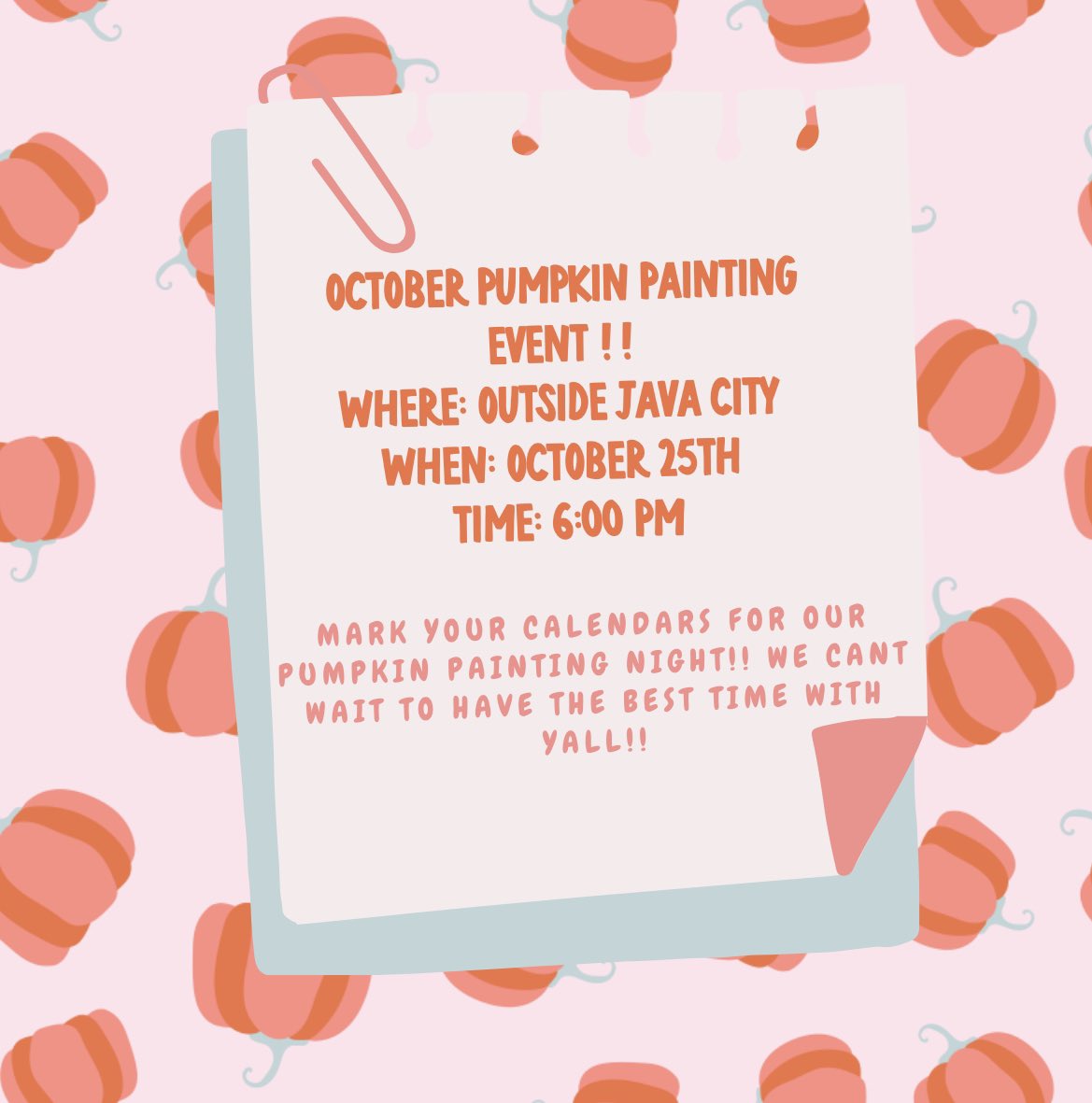 MARK YOUR CALENDAR!!