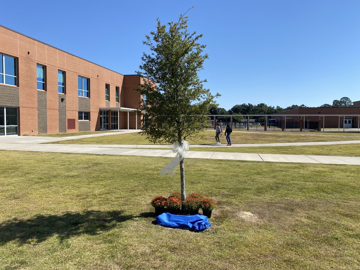An oak tree planted in the Gulfport High School courtyard was planted in memory of federal judge Dan Russell.  This ceremony was supposed to be held more than two years ago.  Covid delayed the dedication until today ⁦<a href="/WLOX/">WLOX</a>⁩