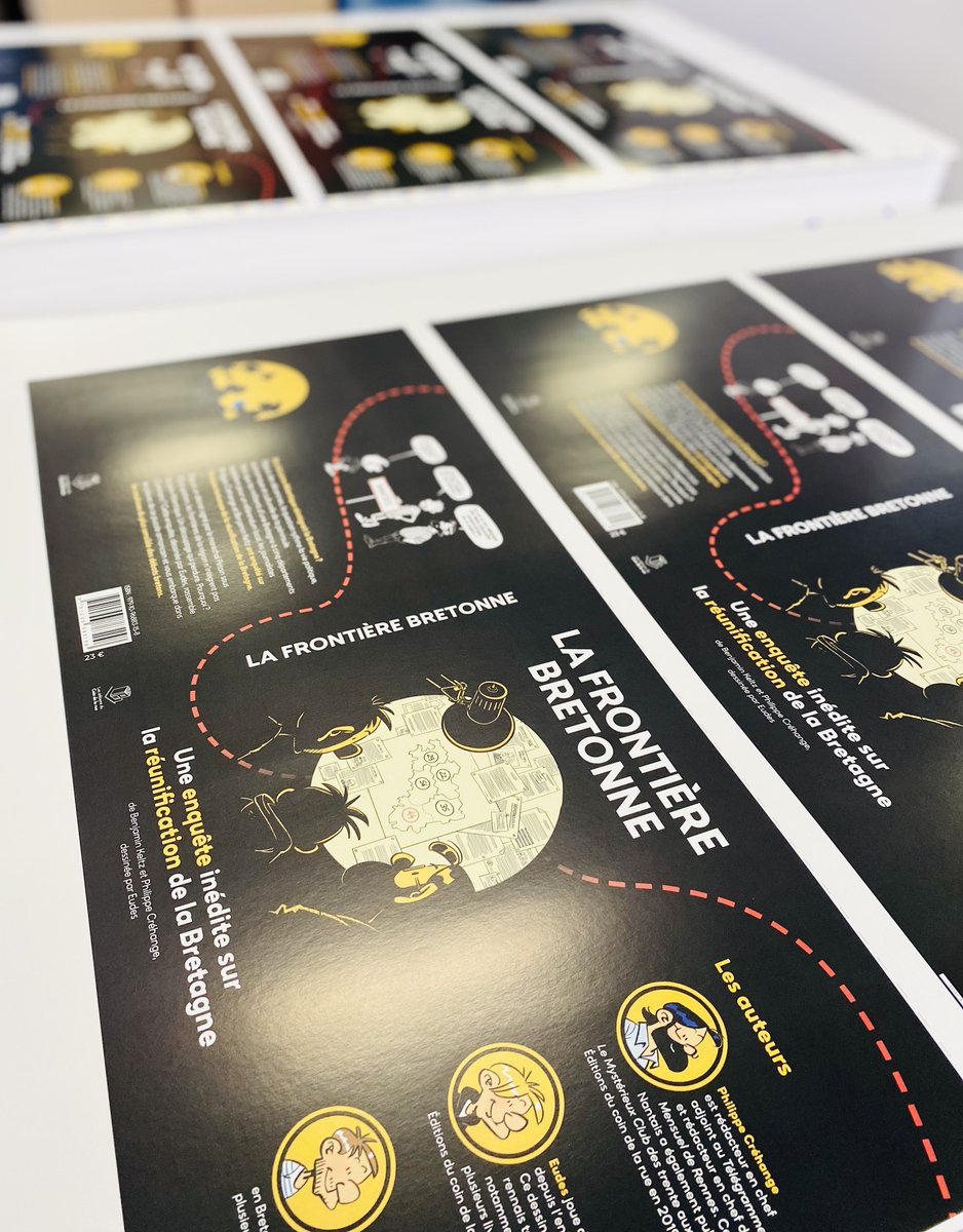 Ed_duCoinDelaRu's tweet photo. C'est parti. Notre nouvel ouvrage "La frontière bretonne" est en cours d'impression.

Cette inédite enquête sur la réunification de la Bretagne signée @pcrehange &amp; @benjaminkeltz, dessinée par @11EUDES11, sort en librairie le 2 novembre.

En précommande : https://t.co/GpvHuDIXbP https://t.co/au3HB9dMBh