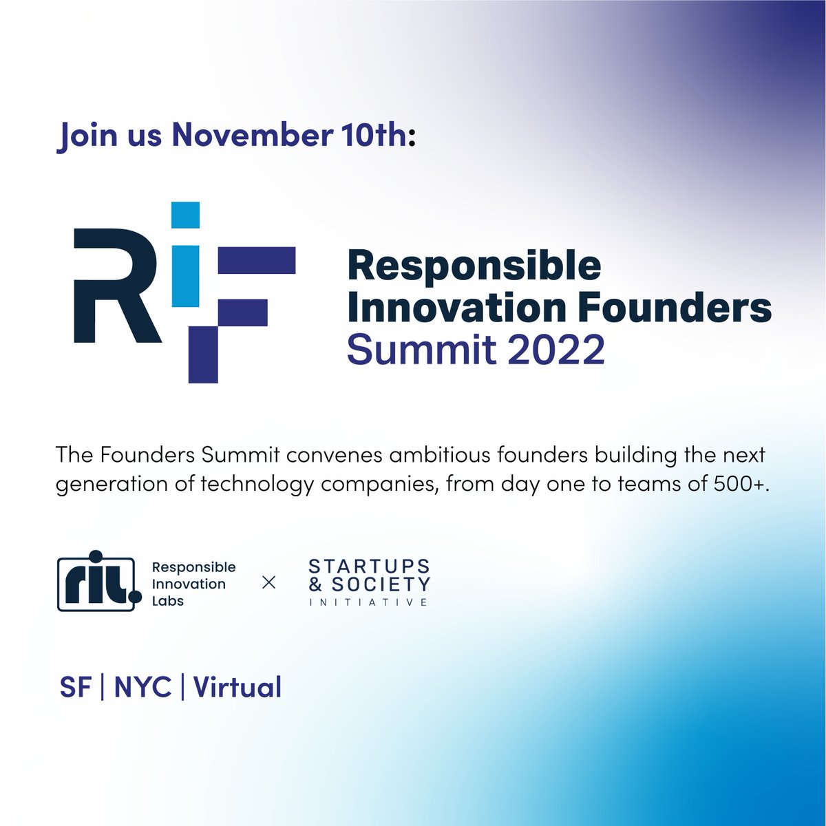 ResponsibleLabs's tweet photo. 🚨 Early Stage Founders 🚨 Want to learn about responsible company building from folks like @toyinajayidoc &amp; @rachel_r_romer? 

Then join us on November 10th for the 2022 @founders_summit!

Learn more and sign up here: https://t.co/gfVmxS3Tjb 

#RIFoundersSummit https://t.co/5iBc64vu8s