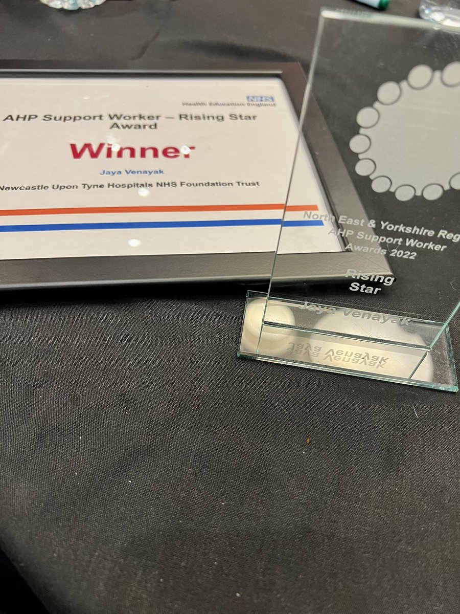 JAYAvenayak's tweet photo. It has been a fantastic day celebrating and recognising the work of AHP Support Workers! Also, feeling very shocked/emotional to have won an award too ππ₯³! Thank you to @NHSHEE_NEY for organising π #ImNotJust #AHPsDay2022 @nuthdietetics @NENCAHPFaculty @BDA_Dietitians https://t.co/kbJPOa0aYd