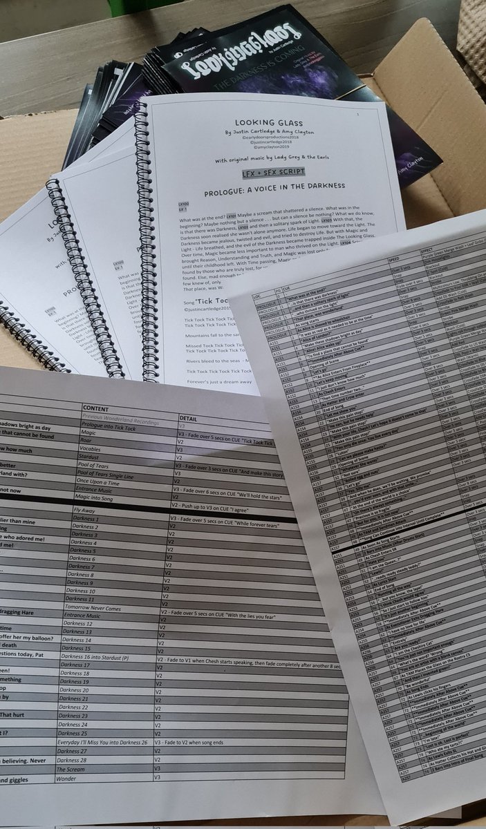 DoorsEarly's tweet photo. Programmes, tech scripts and cue sheets. It must be the week before show week 😈

LOOKING GLASS
@BrentwoodTheat https://t.co/TuxzIzmo7W