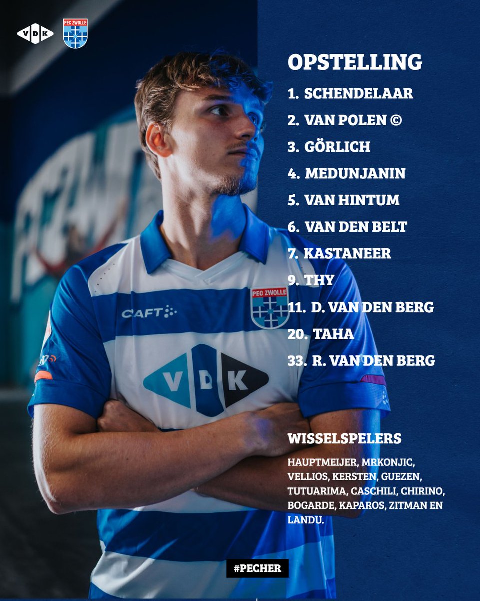PECZwolle's tweet photo. Opstelling | PEC Zwolle begint om 20:00 uur aan het Overijsselse treffen met Heracles Almelo. In de basis onder anderen Luis Görlich, Gervane Kastaneer en Rav van den Berg.
#pecher #peczwolle #desespereertnimmer https://t.co/9ssO9kVIq3