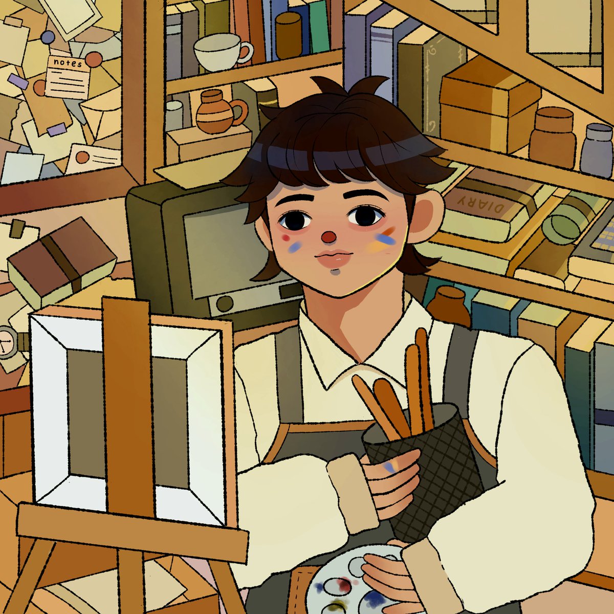 I just love to live in my own space where my thoughts and creativity happen. #artph #painting #books