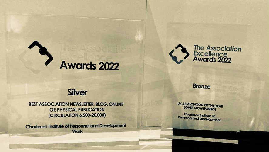 BeeBauskis's tweet photo. Another couple of trophies for the @CIPD &amp; @Haymarket_Media. Getting recognition for all the hard work over the year - winning Silver for our Work. magazine and Bronze for UK Association of the year at the #AEA2022 today. I’m happy with that 🏆 #associationAwards https://t.co/mChootVdAO