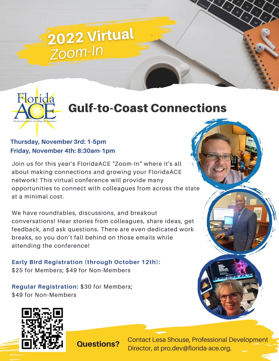 There’s still time to register for the FloridaACE Zoom-In on November 3rd and 4th!
 
Register NOW: lnkd.in/gGYc5tM4

#FloridaACE #ZoomIn #GolfToCoastConnections #VirtualConference #CareerServices #HigherEd #Employers #ProfessionalDevelopment