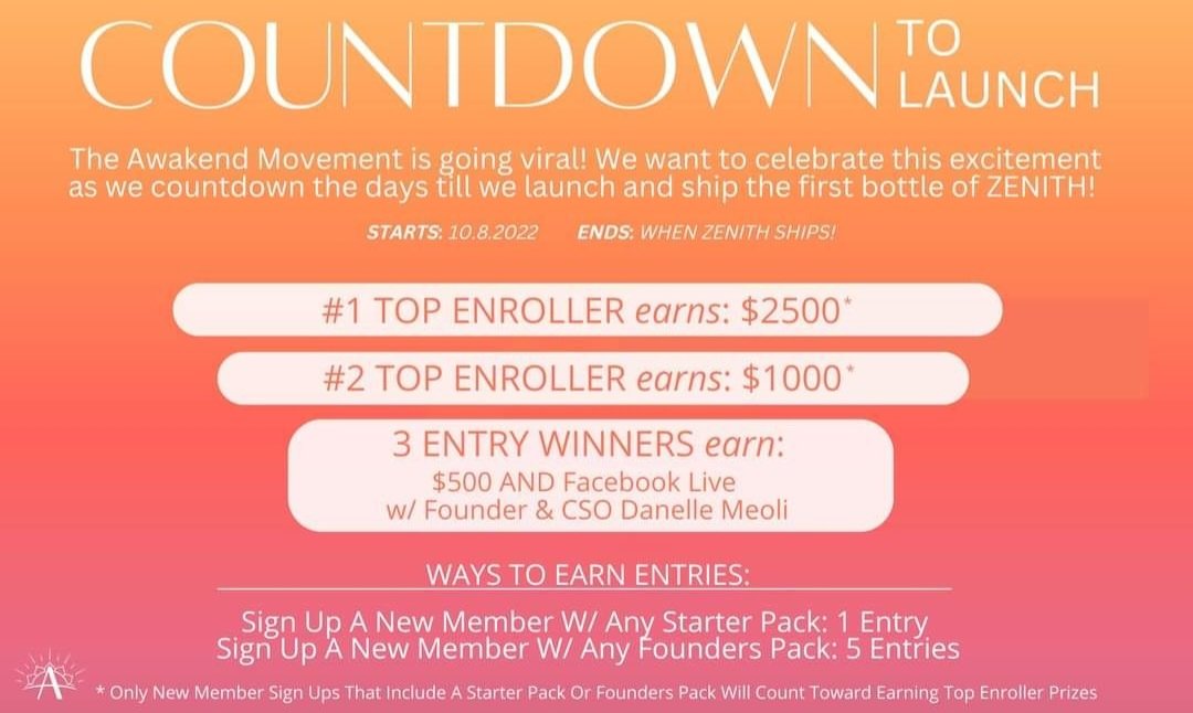 Awakend_Nation's tweet photo. Countdown to Launch. Earn an entry by signing up with the top prize of 2,500$... #awakend_nation
#weightloss #weightlosstips #weightlosstransformation #Zenith https://t.co/Hq3DOtWxw2
