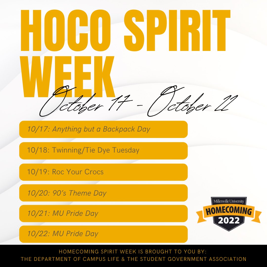 Homecoming spirit week starts Monday! Participate in spirit week for a chance to win some giveaways and other fun activities! Check out our next post for the Hoco Bingo Card. Be sure to tag #VILLESPIRIT22 💛