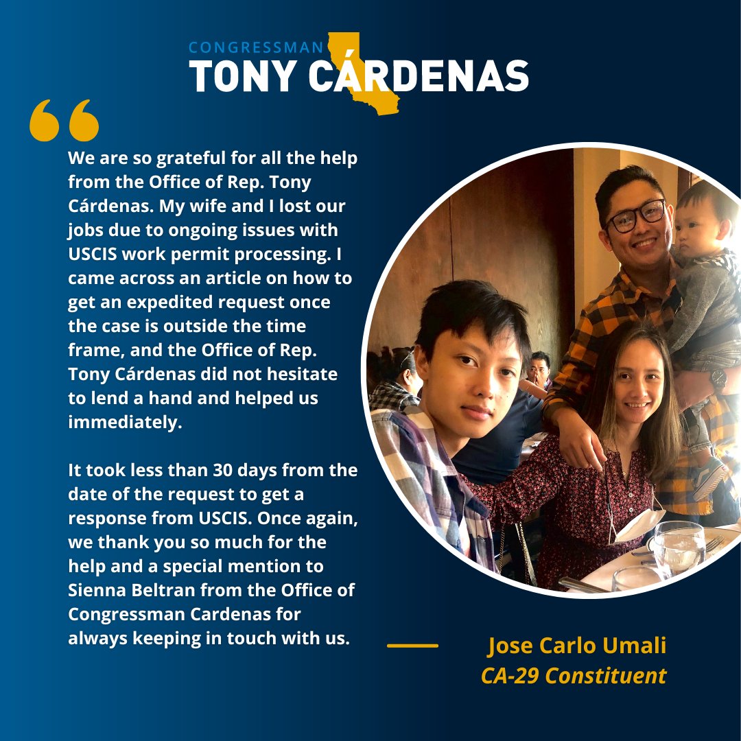 When Jose Carlo Umali and his wife lost their jobs because of problems with USCIS work permit processing, our team was here to help. If you're having trouble with work permits or the USCIS, call us at (818) 221-3718.